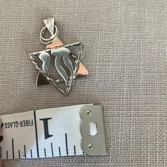 Star of David Chai Vtg Sterling Silver & Rose Gold Vermeil Charm Pendant ~ 2.9g - Picture 7 of 7